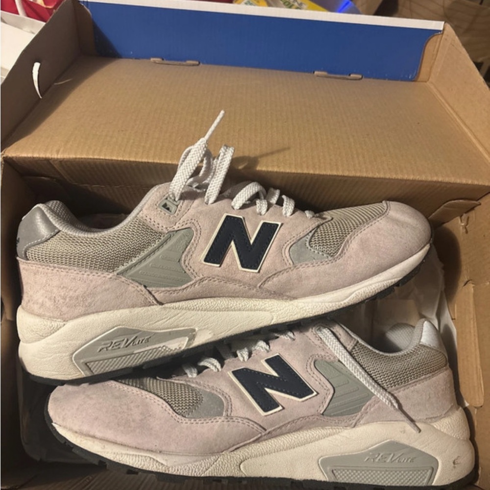 New Balance Light Gray and White Athletic Shoes